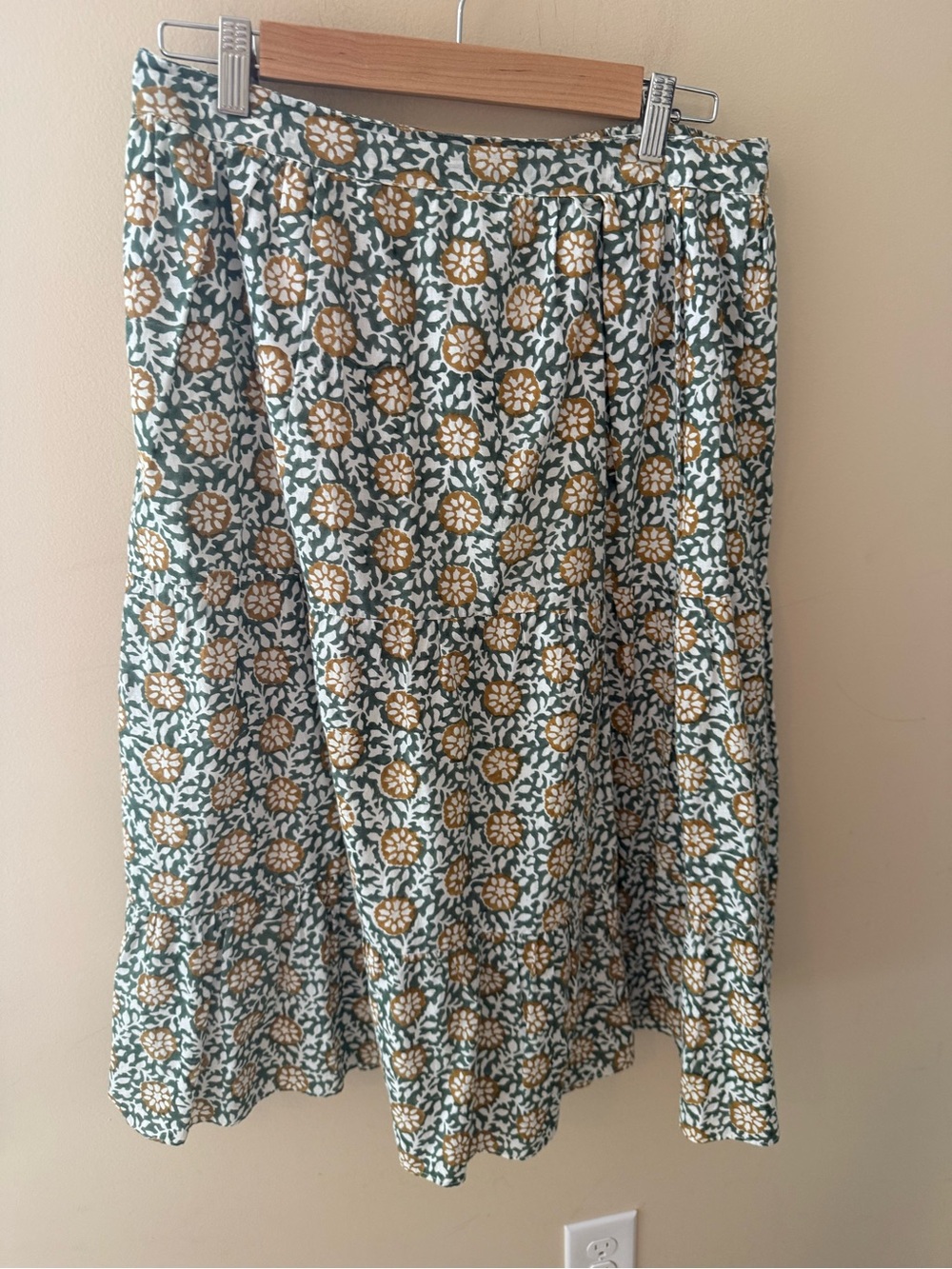 Hampton House block print midi skirt cotton size L